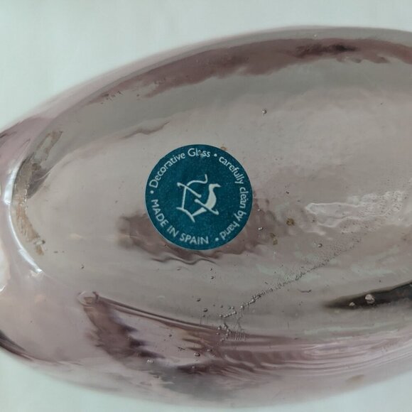 Vintage Hand Blown Glass Bottle Vase Purple Rose Gold Pink Spanish Bottle Boho - Picture 10 of 11